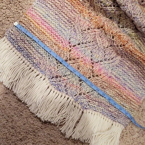 Oversized scarf/wrap, handmade knit, pastel colors, NWOT - Picture 10 of 11
